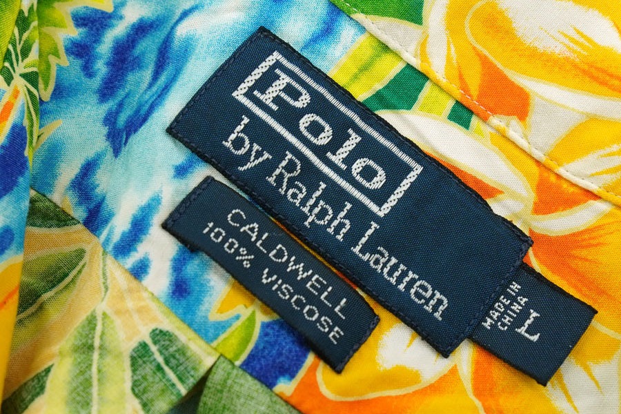 RALPH LAUREN CALDWELL 100% VISCOSE LOOP COLLAR S/S SHIRT HAWAIIAN (SIZE. LARGE)