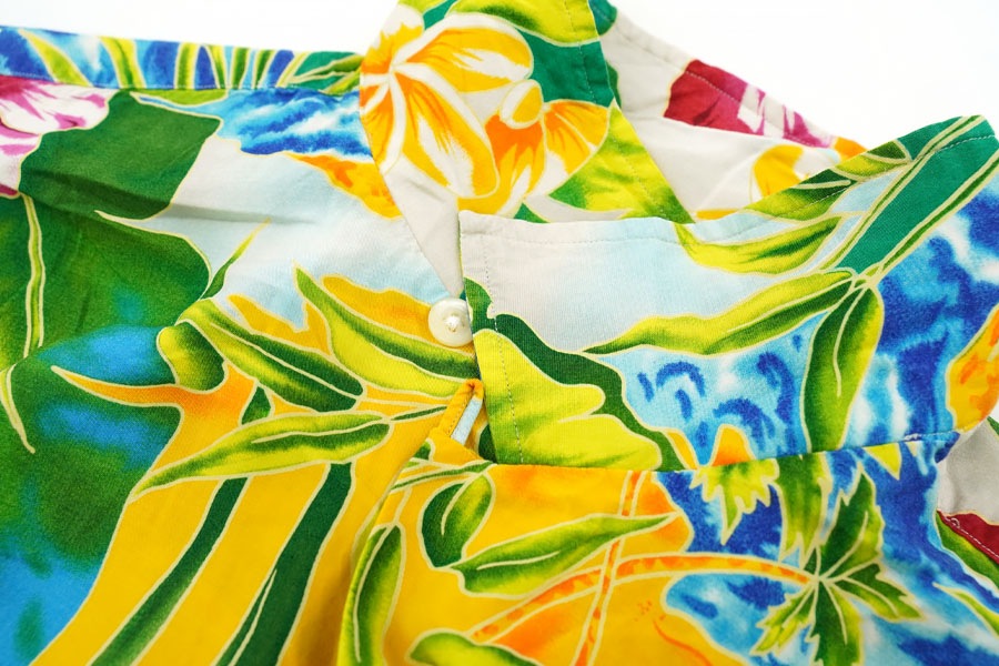 RALPH LAUREN CALDWELL 100% VISCOSE LOOP COLLAR S/S SHIRT HAWAIIAN (SIZE. LARGE)