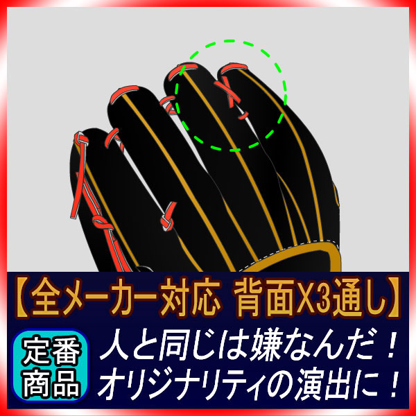 GTKオリジナル 定番グラブへの背面紐通し加工権利 X1背面紐通し