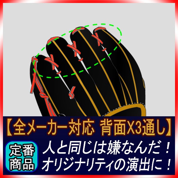 GTKオリジナル 定番グラブへの背面紐通し加工権利 X3背面紐通し