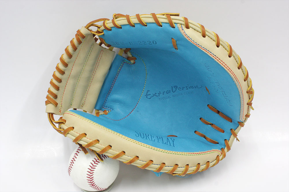 シュアプレイ SBM-US2220 ブルー×キャメル 国産軟式キャッチャーミット