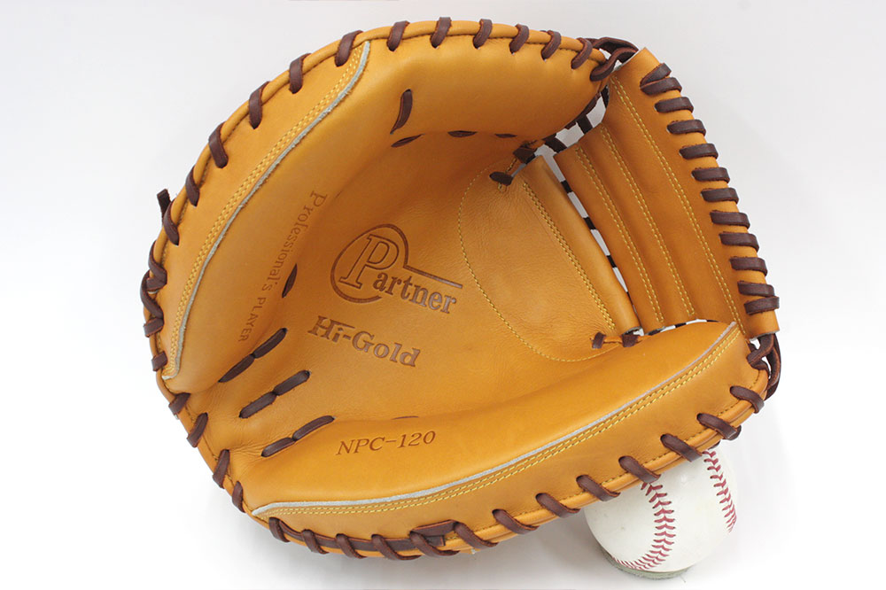 一般 硬式野球 キャッチャーミット ハイゴールド NPC-120 左投げ 送料無料 ハイゴールド NPC-120 タン×ブラウン紐 ☆左投げ用☆ 激安