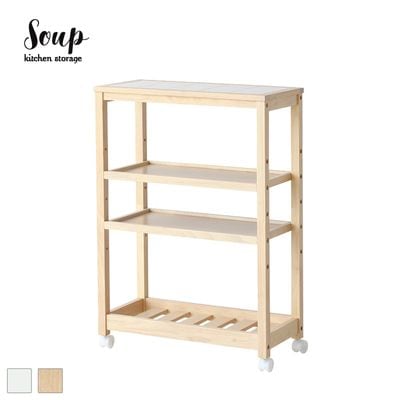 ビーカンパニー b-company アイボリー木製キッチンワゴン タイルトップ タイルトップワゴン Soup 4段｜B-COMPANY公式オンラインショップ