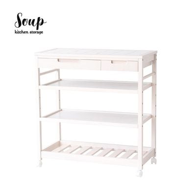 ビーカンパニー　ワイド タイルトップ ワゴン Soup　ホワイト ワイド タイルトップ ワゴン Soup｜B-COMPANY公式オンラインショップ