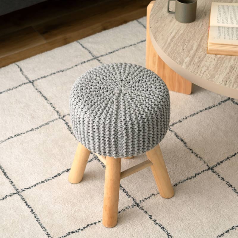 PUFFBO ニットスツール ラージ ベージュ 230310_0652_090cc99f-7c22-49a0