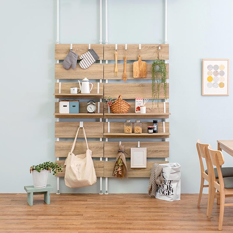 ハンマートーン塗装　幅60cm突っ張りテンションラック　壁面収納　ウォールラック HAGiHARA 突っ張り ウォールラック 幅60cm ラダーラック 棚 壁面