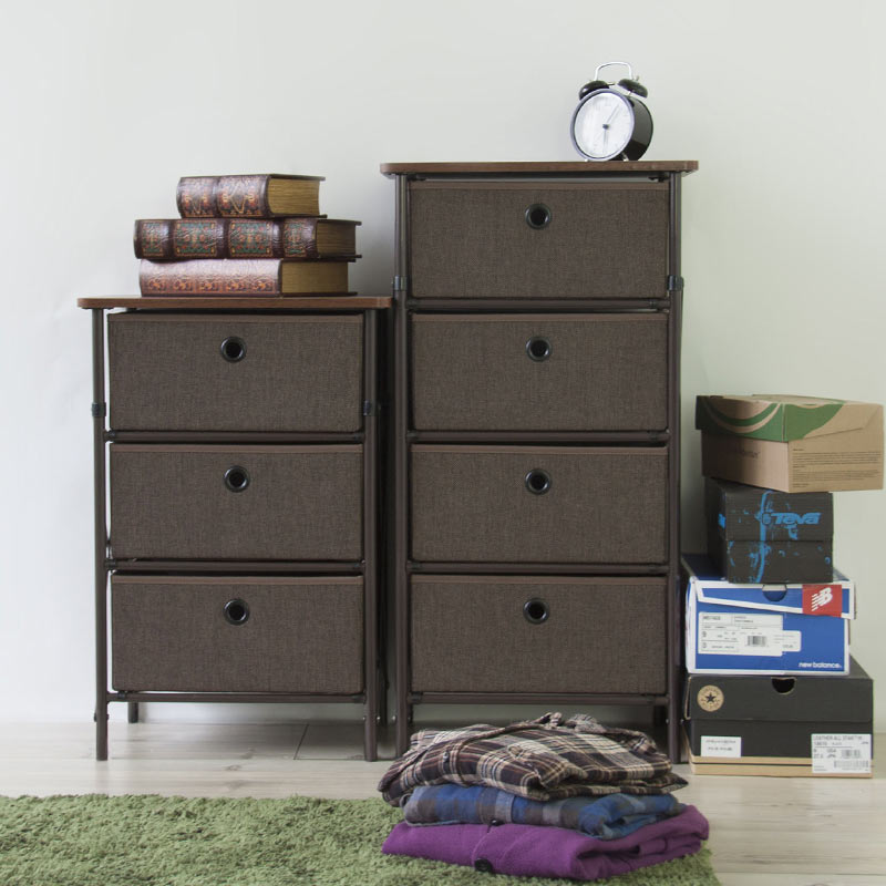 ビーカンパニー　ダークブラウン 木製チェスト 4段 簡単組立チェスト 4段｜B-COMPANY公式オンラインショップ