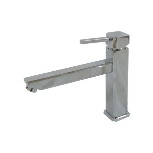 洗面 水栓 おしゃれ 蛇口 混合水栓 レバーハンドル スクエア シルバー 銀 リフォーム 水回り インテリア 奥行24 吐水口高12 5cm Ink h 水回り製品通販専門店 ビーキューブ