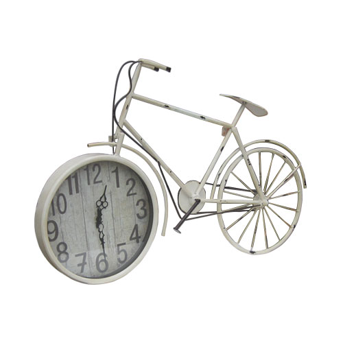 自転車　アンティーク　インテリア 時計 壁掛け レトロ アンティーク 自転車型 ホワイト 【幅93.5