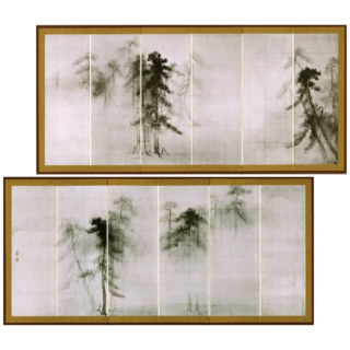 国宝 松林図屏風 複製 長谷川等伯 名画 複製画 二枚セット 美術品 東博は2023年も1月2日から開館 長谷川等伯の国宝「松林図屛風