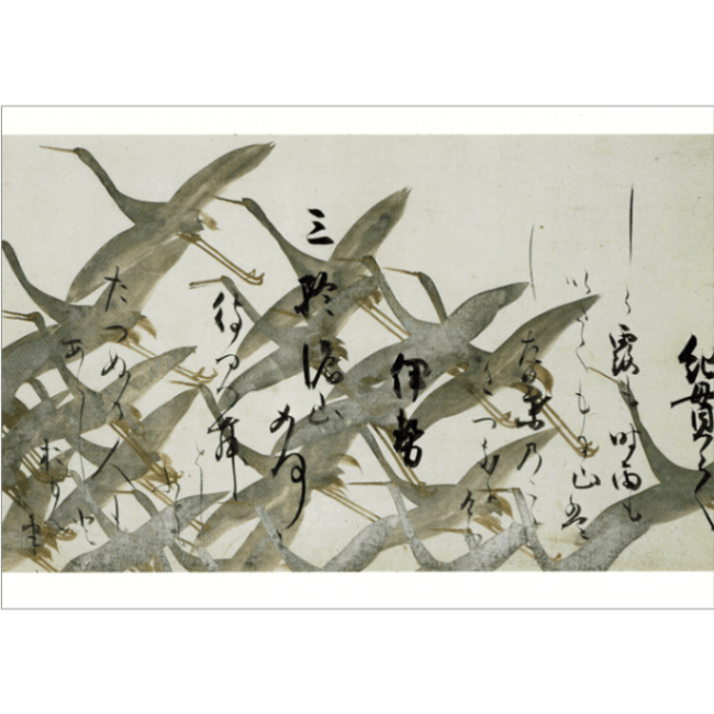 絵はがき〈重文 鶴図下絵三十六歌仙和歌巻〉書:本阿弥光悦 画 絵はがき〈重文 鶴図下絵三十六歌仙和歌巻〉書:本阿弥光悦 画