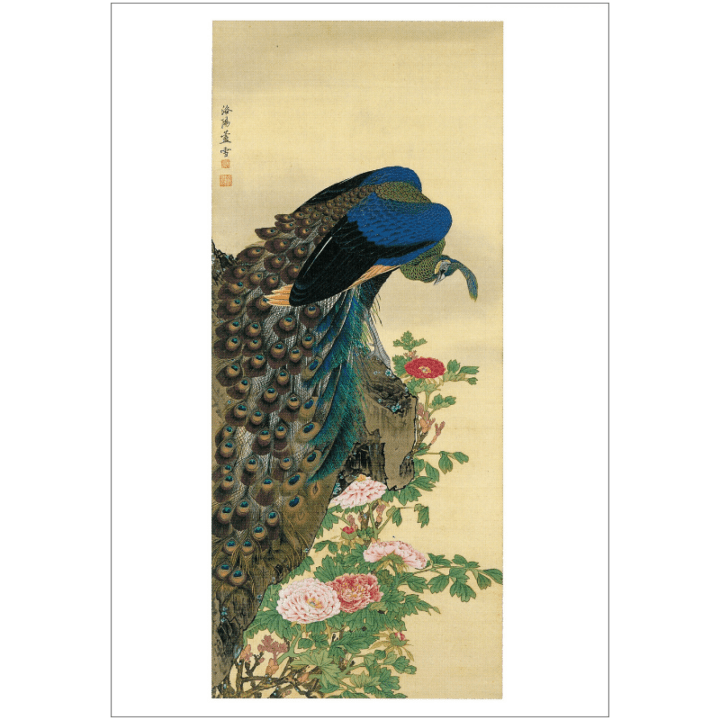 印判/手書き　花鳥図　牡丹桜孔雀図 盛皿 印判/手書き 花鳥図 牡丹桜孔雀図 盛皿｜印判/手書き花鳥図牡丹