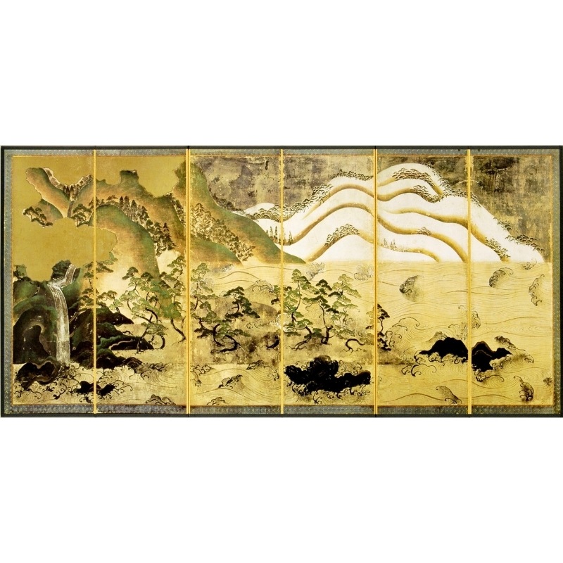 山水画の屏風2枚　箱入り 縮小屏風〈国宝 日月四季山水図〉京都便利堂オンラインショップ