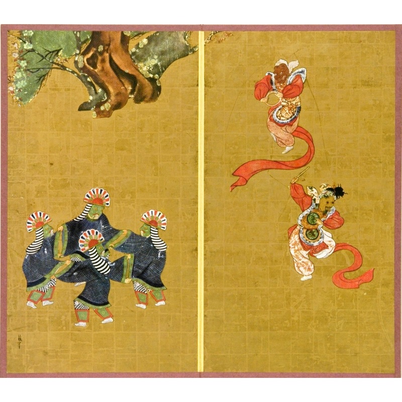 重要文化財　舞踊図　縮小版屏風 縮小屏風〈重文 舞楽図屏風〉俵屋宗達京都便利堂オンラインショップ