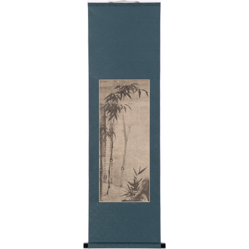 作者不詳/円窓竹画賛/竹図/墨竹図/横物/掛軸/名家伝来/AD-272 作者不詳/円窓竹画賛/竹図/墨竹図/横物/掛軸/名家伝来/AD-272