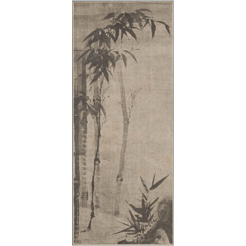 南画家 滝和亭 墨竹図 紙本掛軸 しみあり 傷みあり 南画家 滝和亭 墨竹図 紙本掛軸 しみあり 傷みあり