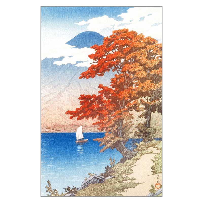 コロタイプ絵はがき〈季趣五題 あきそまる 日光中禅寺湖〉川瀬巴水 BC