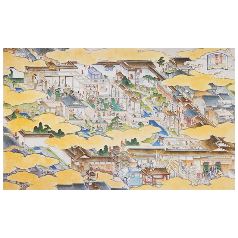 感謝祭クーポン対象】ポスター 山口晃〈邸内見立 洛中洛外圖〉京都便利