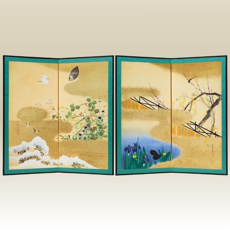 縮小屏風〈四季花鳥図屏風〉酒井抱一京都便利堂オンラインショップ