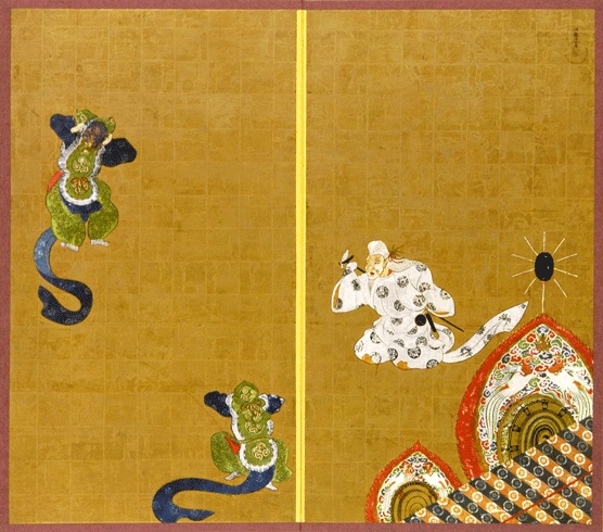 真作/尾形月山/能舞図/舞楽図/人物図/正月掛軸/掛軸 真作/尾形月山/能舞図/舞楽図/人物図/正月掛軸/掛軸☆宝船☆AF-669
