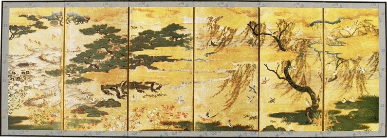 高級松絵柄　屏風台 四尺二曲金屏風 ウルトラセブン松竹梅（縁あり） - 【公式】大湊文吉