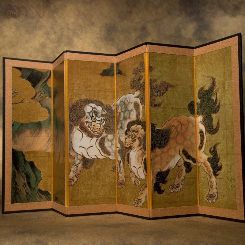 【唐伯虎・四条屏】「樵人晩帰図」掛軸セット　表装済み／163×38cm 唐伯虎・四条屏】「樵人晩帰図」掛軸セット 表装済み／163×38cm