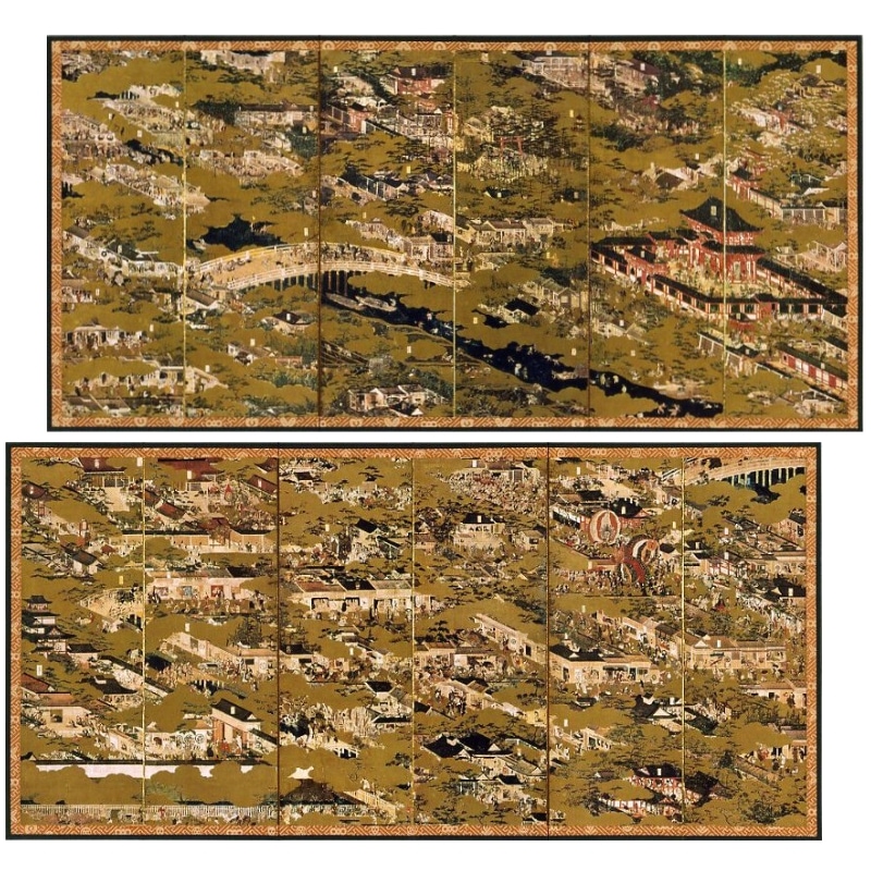 縮小屏風〈国宝 洛中洛外図（舟木本）〉岩佐又兵衛京都便利堂