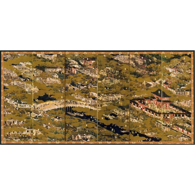 縮小屏風〈国宝 洛中洛外図（舟木本）〉岩佐又兵衛京都便利堂