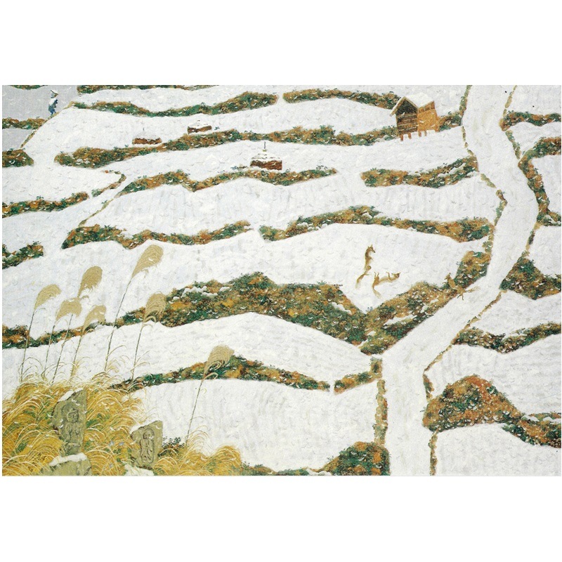 絵はがき〈雪へ雪ふるしずけさにをる山頭火〉池田遙邨 O-31京都便利堂