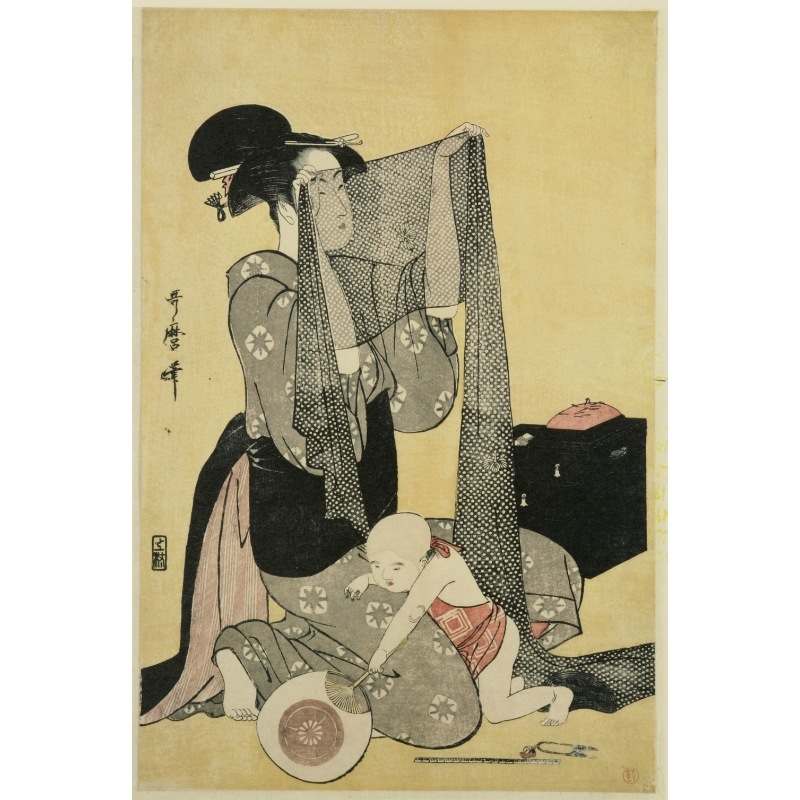 額絵〈重美 針仕事(三枚続の左)〉喜多川歌麿京都便利堂オンラインショップ