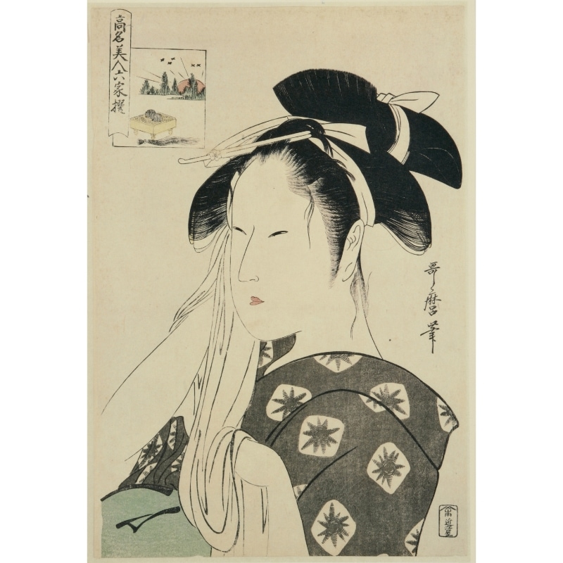 歌麿　版画　セット 額絵〈高名美人六家撰 朝日屋後家〉喜多川歌麿京都便利堂オンライン
