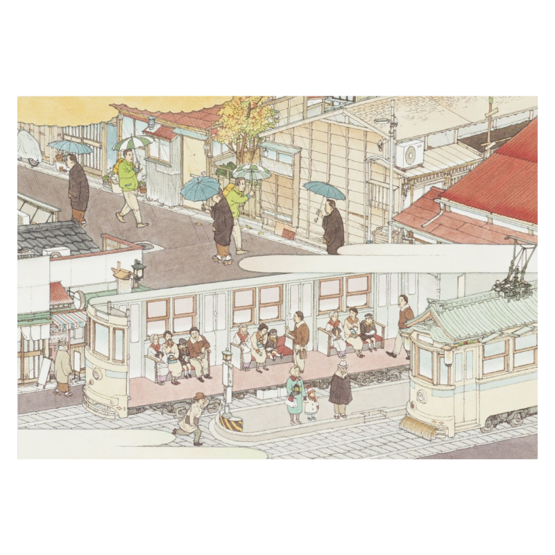 絵はがき〈傘かしげ こぶし腰うかせ〉山口晃京都便利堂オンラインショップ