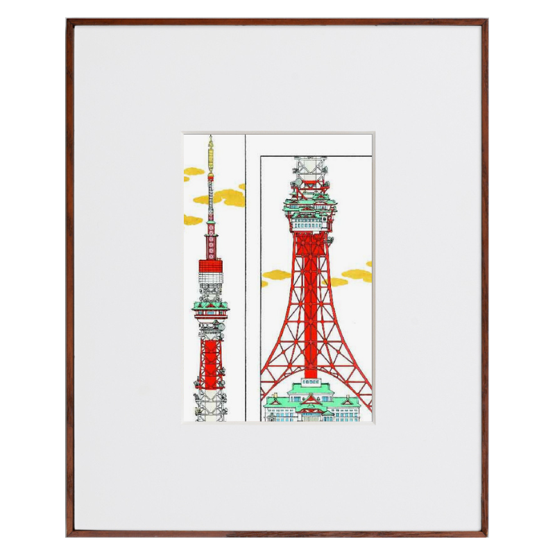 マグネットフレーム絵はがきセット〈東京タワー〉山口晃京都便利