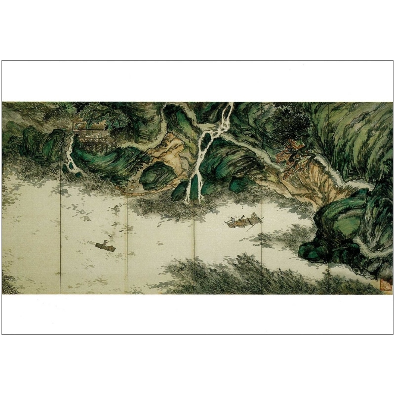絵はがき〈青緑山水図（右隻）〉 富岡鉄斎 鉄斎1-5京都便利堂