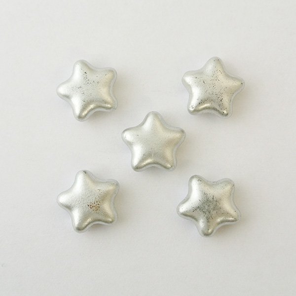 大人気 チェコビーズ スター12×12mm アンティークシルバー プレスト