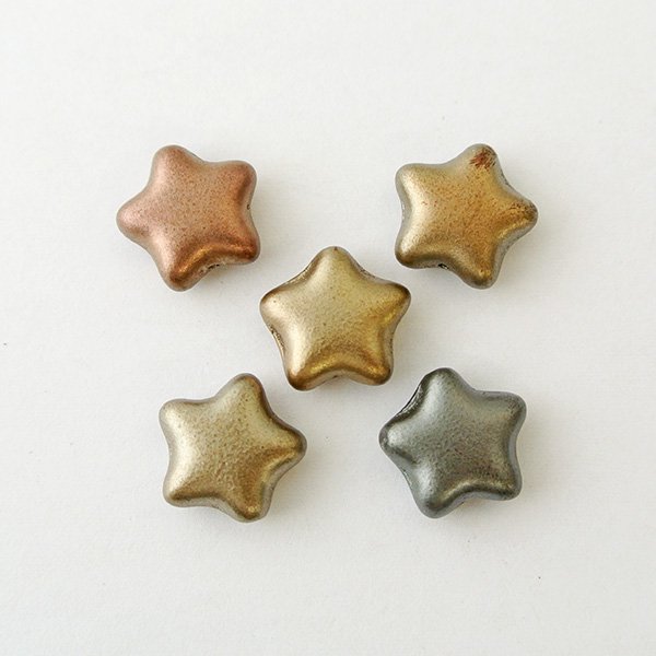 チェコビーズ スター12×12mm メタリックブラウンアイリス プレストビーズ ガラス ビーズ アクセサリー ハンドメイド パーツ 手芸|プレストビーズ変形|チェコビーズ