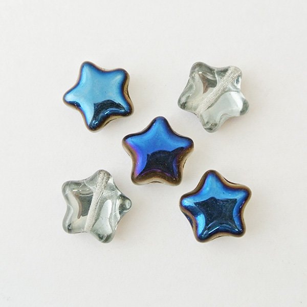 チェコビーズ スター12x12mm クリスタルアズロ【プレストビーズ変形/スター/12×12mm/アクセサリーパーツ/ハンドメイドパーツ】|プレストビーズ変形|チェコビーズ