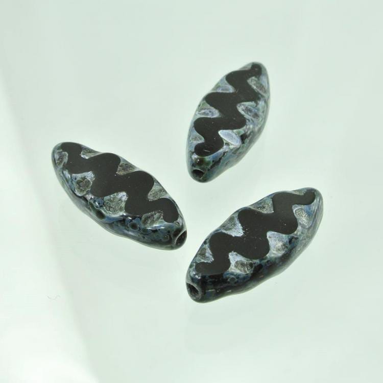 【アウトレット】チェコビーズ FP ペタル18/7mm ジェットトラバティン ファイアポリッシュ アクセサリー ハンドメイド パーツ 手芸|テーブルカット|チェコビーズ