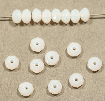 【アウトレット】チェコビーズ FP ドーナツ 3×5mm ホワイトオパール ファイアポリッシュ変形 アクセサリー ハンドメイド 手芸 パーツ ビーズ ガラス ガラスビーズ|ファイアポリッシュ変形|チェ