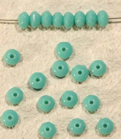 【アウトレット】チェコビーズ FP ドーナツ 3×5mm グリーンターコイズ ファイアポリッシュ変形 アクセサリー ハンドメイド 手芸 パーツ ビーズ ガラス ガラスビーズ|ファイアポリッシュ変形|チ