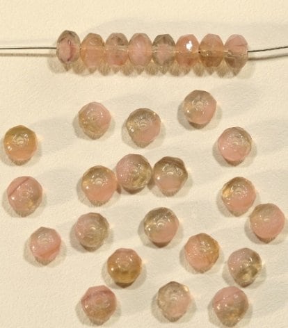 【アウトレット】チェコビーズ FP ドーナツ 3×5mm ピンク/ブラックダイヤ ファイアポリッシュ変形 アクセサリー ハンドメイド 手芸 パーツ ビーズ ガラス ガラスビーズ|ファイアポリッシュ変形