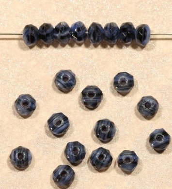 【アウトレット】チェコビーズ FP ドーナツ 3×5mm ミッドナイトブルー ファイアポリッシュ変形 アクセサリー ハンドメイド 手芸 パーツ ビーズ ガラス ガラスビーズ|ファイアポリッシュ変形|チ