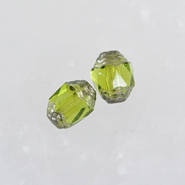 チェコビーズ FP ゴシックカット8/ 6mm オリーブ・グレー ファイアポリッシュ ガラス ビーズ アクセサリー ハンドメイド パーツ 手芸|ファイアポリッシュ変形|チェコビーズ