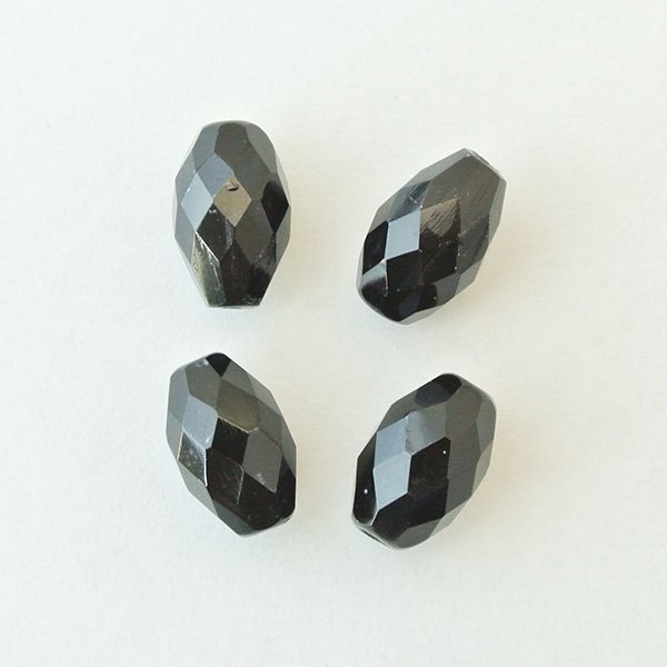 チェコビーズ ＦＰオリーブカット12/8ミリ ジェット【ファイアポリッシュ変形/オリーブカット/12×8mm/アクセサリーパーツ/ハンドメイドパーツ】|ファイアポリッシュ変形|チェコビーズ