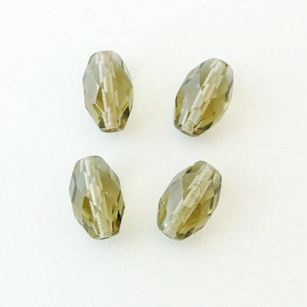 【アウトレット】チェコビーズ FP オリーブカット12/ 8mm ブラックダイヤ ファイアポリッシュ ガラス ビーズ アクセサリー ハンドメイド パーツ 手芸|ファイアポリッシュ変形|チェコビーズ