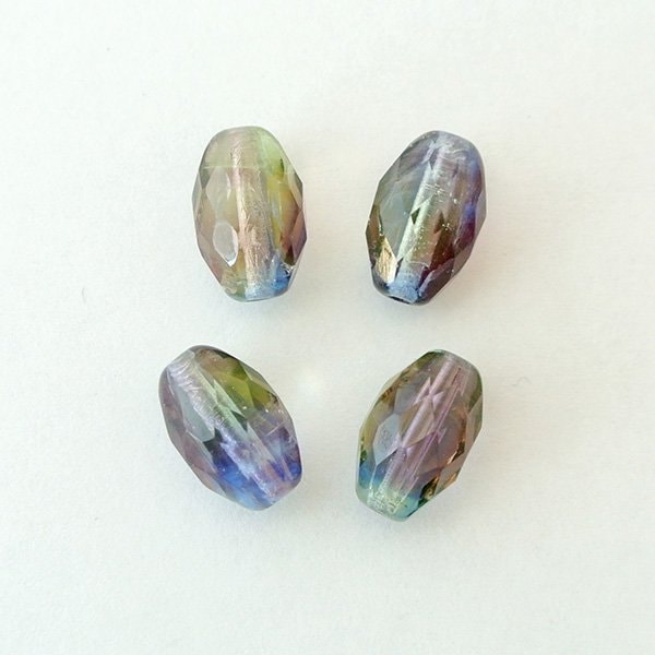 チェコビーズ FP オリーブカット12/ 8mm ブルーパープル ファイアポリッシュ ガラス ビーズ アクセサリー ハンドメイド パーツ 手芸|ファイアポリッシュ変形|チェコビーズ