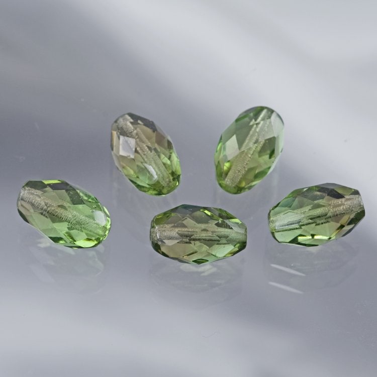 【アウトレット】チェコビーズ FP オリーブカット15/10mm オリーブ・ブラックダイヤ ファイアポリッシュ ガラス ビーズ アクセサリー ハンドメイド パーツ 手芸|ファイアポリッシュ変形|チェコ