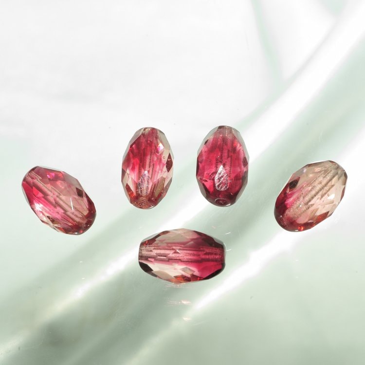 チェコビーズ FP オリーブカット15/10mm フューシャ・ピンク ファイアポリッシュ ガラス ビーズ アクセサリー ハンドメイド パーツ 手芸|ファイアポリッシュ変形|チェコビーズ