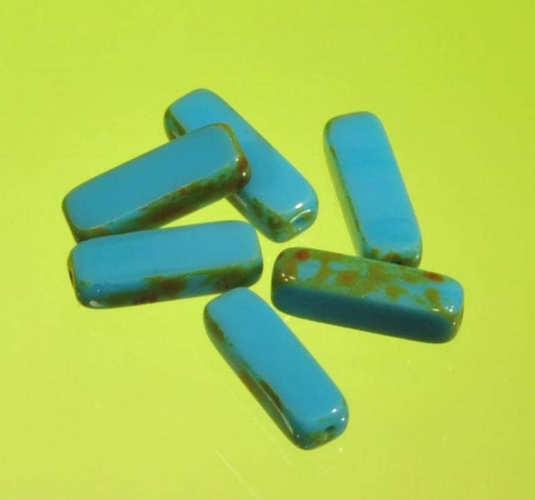 【アウトレット】チェコビーズ FP テーブルカット15/5mm ターコイズトラバティン ファイアポリッシュテーブルカット アクセサリー ハンドメイド パーツ 手芸|テーブルカット|チェコビーズ