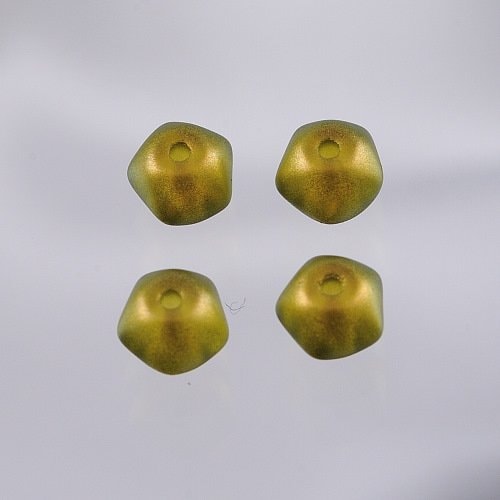 【アウトレット】チェコビーズ メテオール７ミリ フローズンオリーブ【プレストビーズ変形/メテオール/7mm/アクセサリーパーツ/ハンドメイドパーツ】|プレストビーズ変形|チェコビーズ